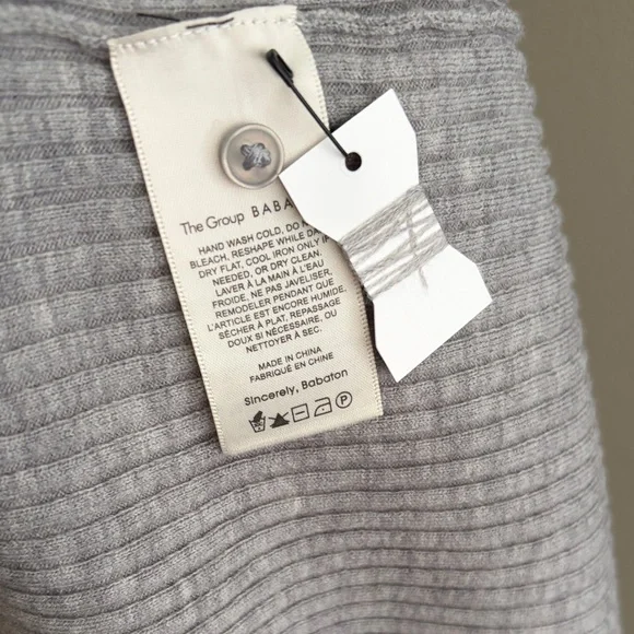 BABATON Avalon Dress Ribbed Button-Front Long Sleeve in Light Gray size small - Picture 10 of 11